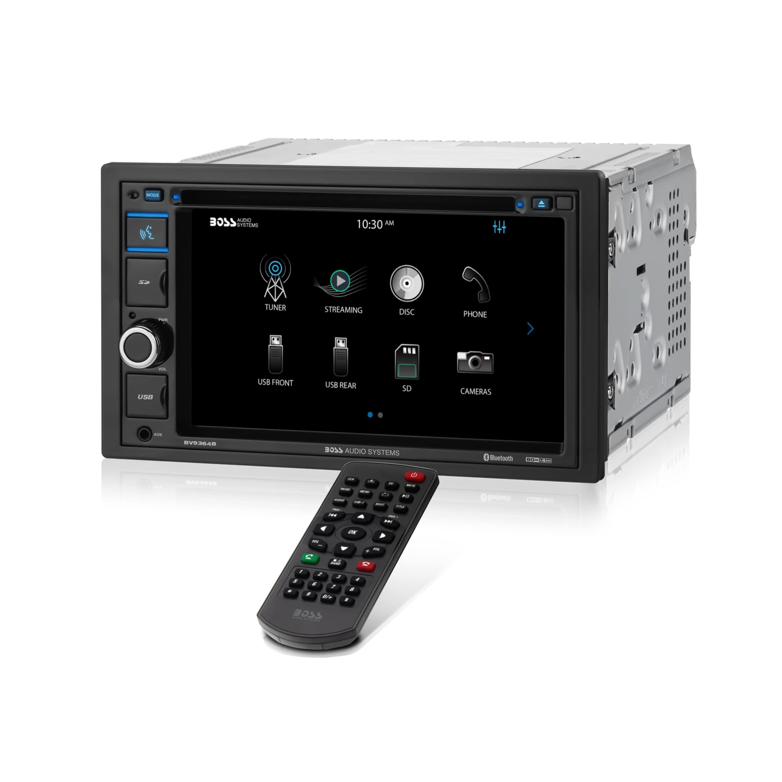  BOSS Audio Systems 系统 BV9364B 汽车立体声 DVD 播放器 - 双 Din、蓝牙音频/免提通话、6.2 英寸触摸屏液晶显示器、MP3 播放器、CD、DVD、USB 端口、SD、AUX 输入、AM/FM...