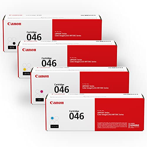 Canon 正品碳粉套装 046 (1248C006)，4 件装（各 1 件：青色、品红色、黄色、黑色），适用于彩色 imageCLASS MF735Cdw、MF733Cdw、MF731Cdw、LBP654Cdw 激光打印机