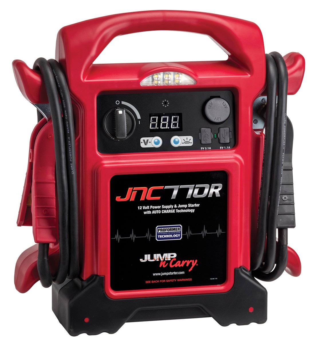 Clore Automotive Jump-N-Carry JNC770R 1700 峰值放大器优质 12 伏应急启动器 - 红色