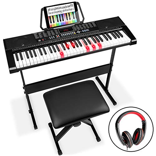 Best Choice Products 61 键初学者电子键盘钢琴套装带 LED、发光琴键、3 种教学模式、耳机