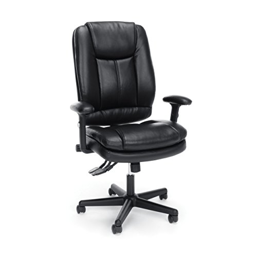 OFM ESS 系列人体工学高背粘合皮革大班椅，黑色 (ESS-6050)