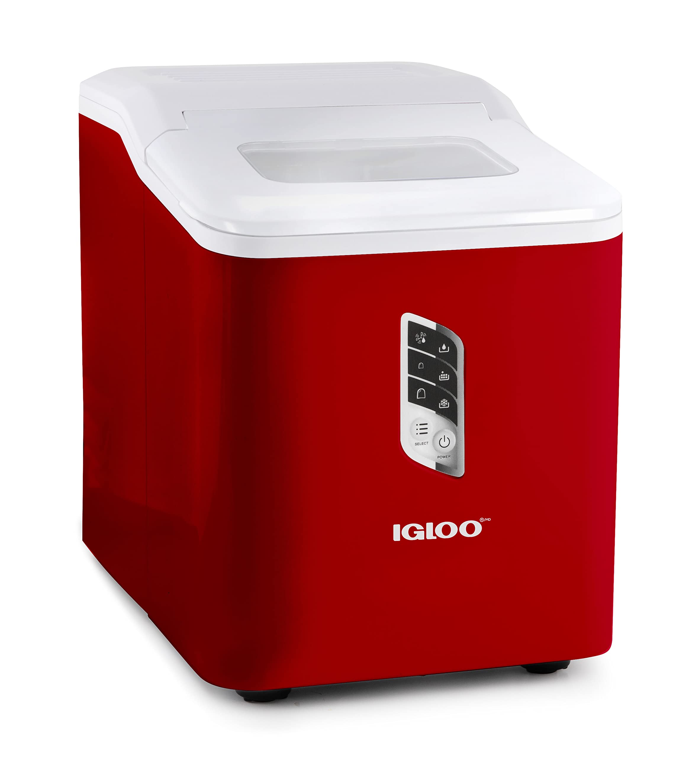 Igloo 自动制冰机，自清洁，台面尺寸，24 小时内制冰 26 磅，7 分钟内制冰 9 块大小冰块，LED 控制面板，含勺子，非常适合水瓶、混合饮料