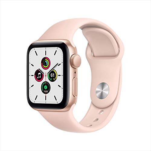 Apple 手表 SE（GPS，40 毫米）- 金色铝制表壳搭配粉色沙色运动表带（已更新）