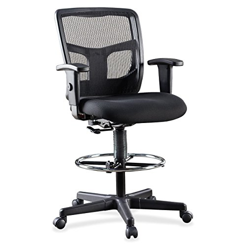Lorell LLR86801 棘轮网状中背凳椅 2.6 英寸高 X 75.8 英寸宽 X 27.3 英寸长黑色