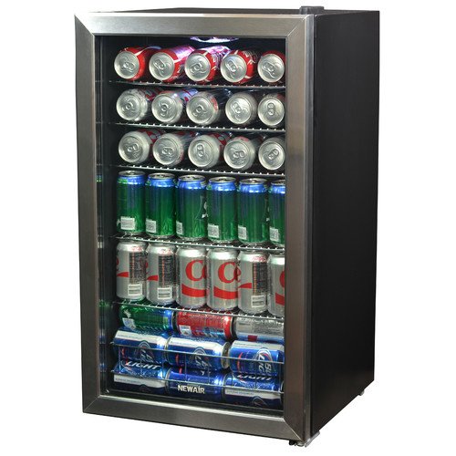 NewAir 126 罐饮料中心、不锈钢饮料冷藏冰箱、柜台下玻璃门