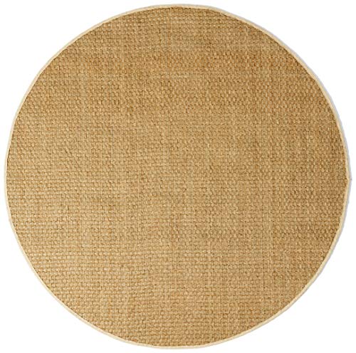 Safavieh 天然纤维系列NF114J篮子编织天然和象牙夏季海草圆形地毯（8英寸直径）