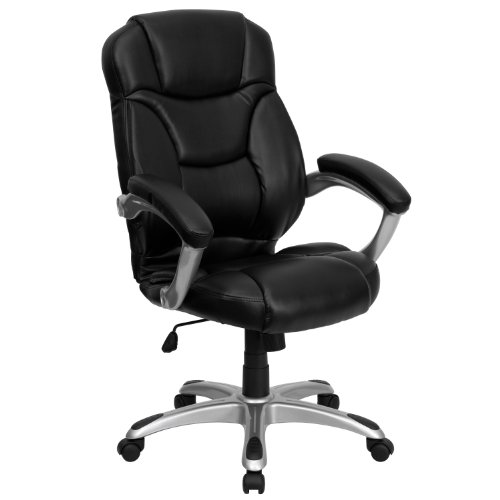 Flash Furniture 高背黑色超细纤维现代行政旋转人体工学办公椅带扶手