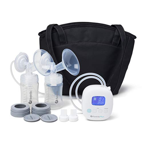 Ameda MYA便携式医院强度电动吸奶器，带小手提袋，包括24mm法兰，可冷冻保存的奶瓶和内置可充电电池，白色