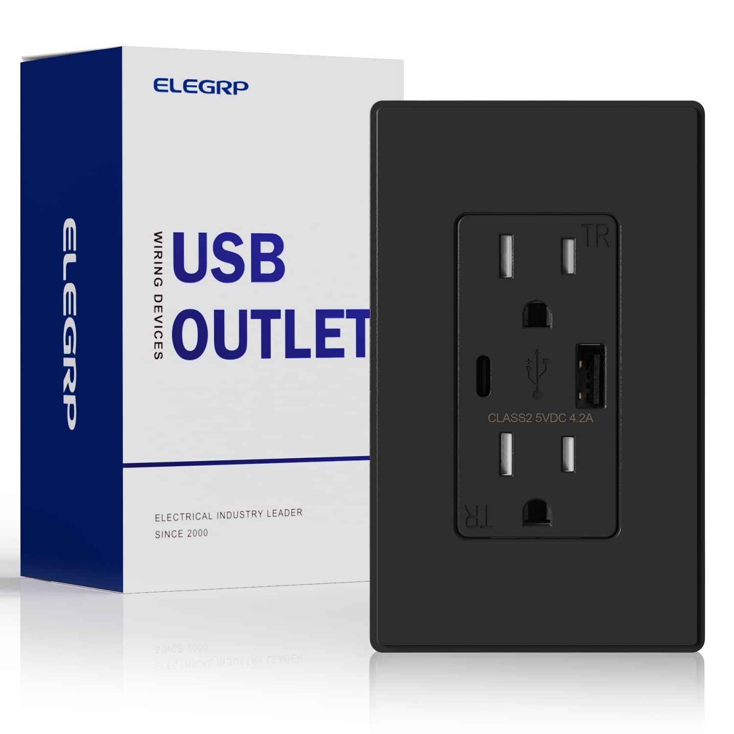 ELEGRP USB 插座、C 型 USB 壁式充电器插座、防篡改插座...