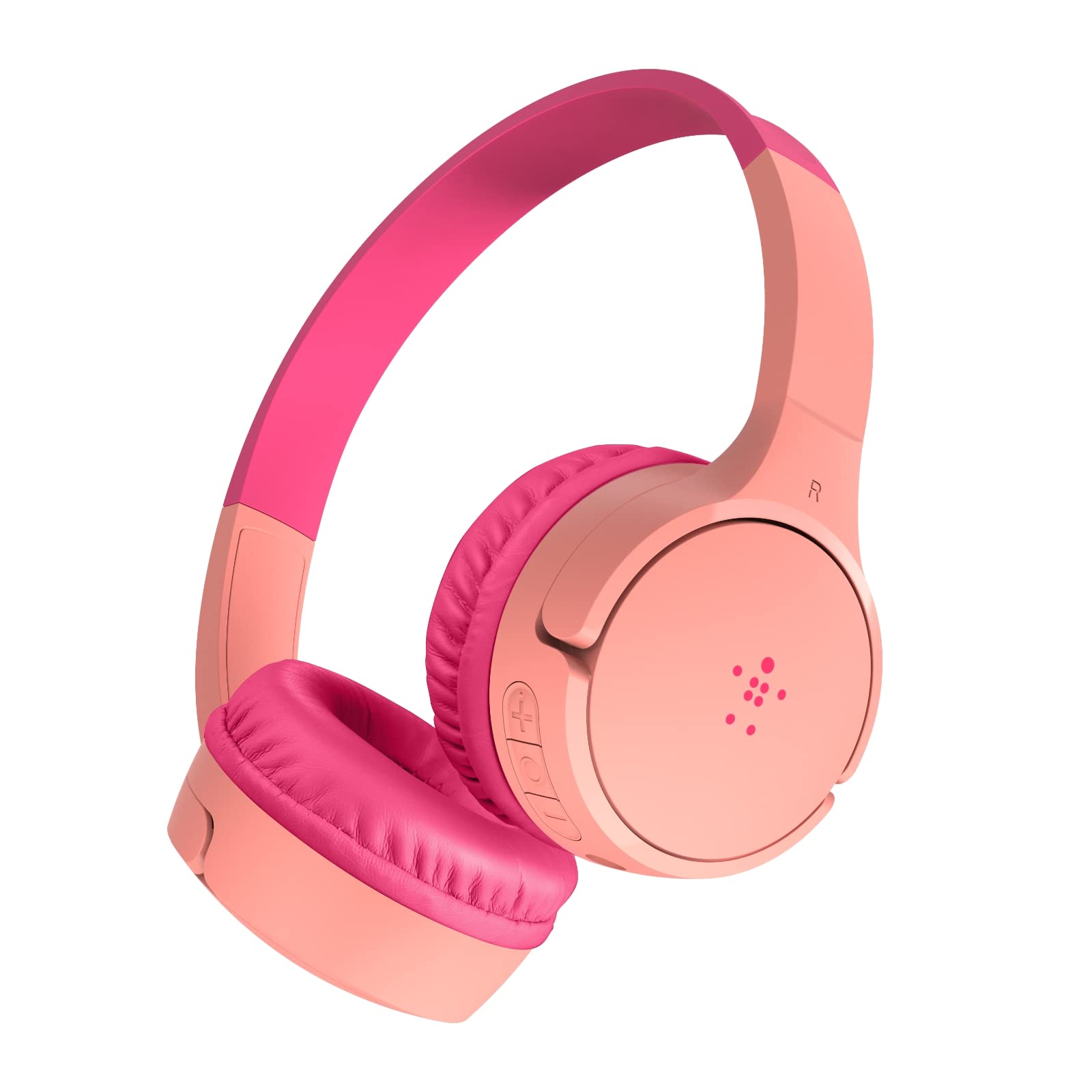 Belkin SoundForm Mini - 儿童无线蓝牙耳机，带内置麦克风 - 贴耳式耳机，适用于 iPhone、iPad、Fire 平板电脑等 - 粉色