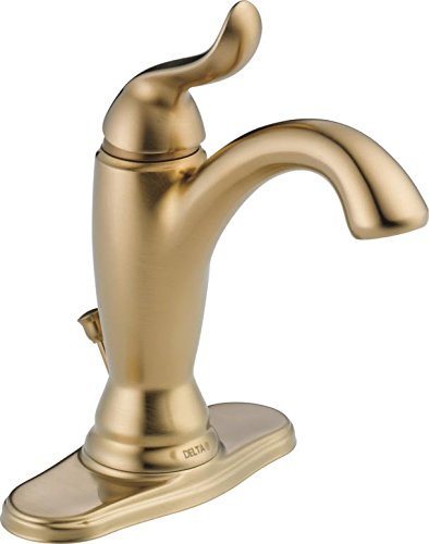 Delta Faucet Linden 单孔浴室水龙头，金色浴室水龙头，单手柄，钻石密封技术，金属排水组件，香槟青铜色 594-CZMPU-DST