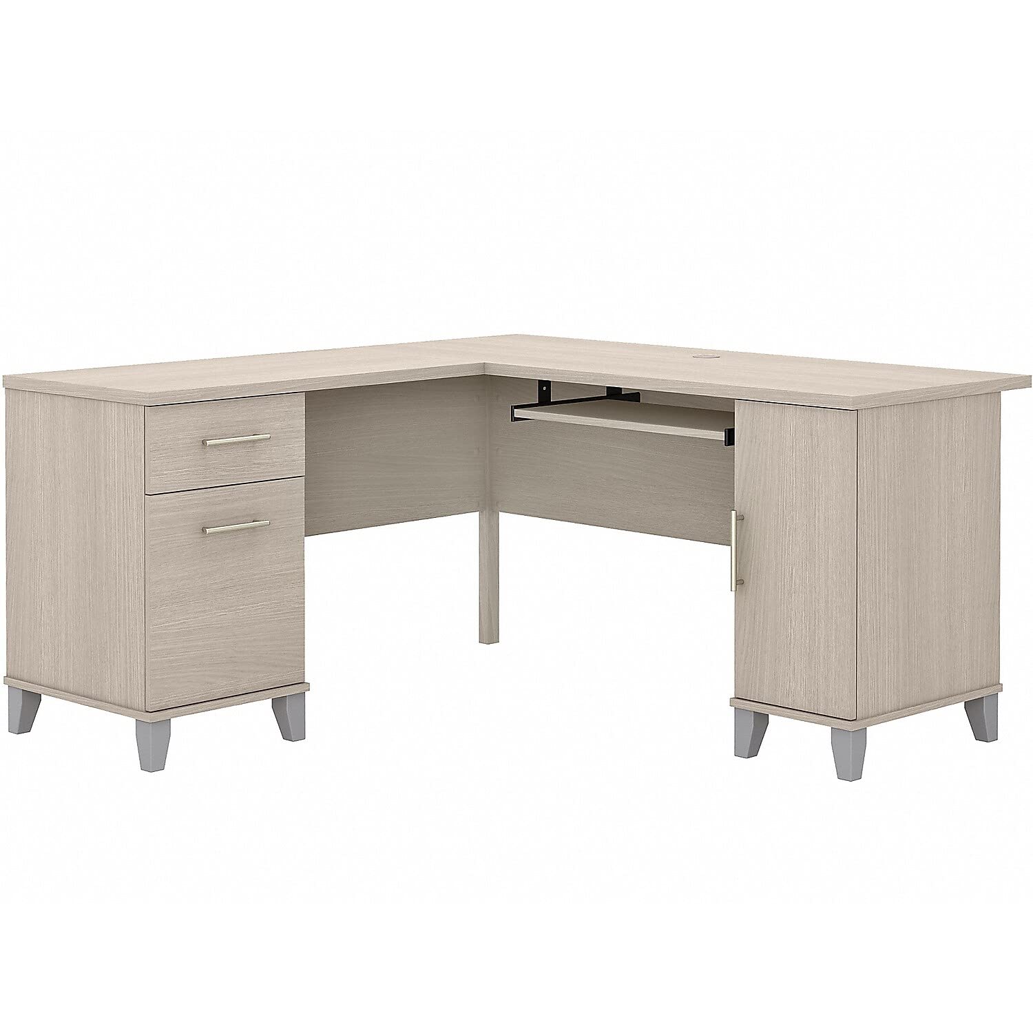 Bush Furniture Somerset 60W L 形书桌带储物沙橡木