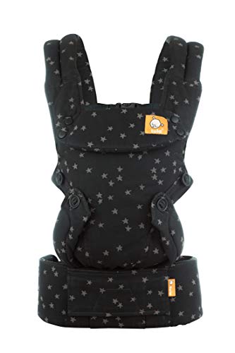 Tula 婴儿探索式婴儿背带7-45磅，新生儿至婴儿背带可调，多种人体工程学位置，前后背，易于使用，重量轻-发现，黑色，带灰色星星