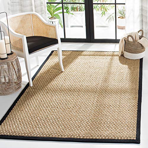 Safavieh 天然纤维系列NF114C Basketweave Natural and Black Summer Seagrass Square Area Rug（10'Square）