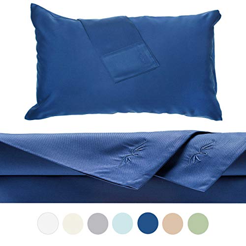 BedVoyage 竹床单 - 4 件套床单套装 - 防过敏 - 100% 人造丝粘胶竹（加州王，靛蓝）
