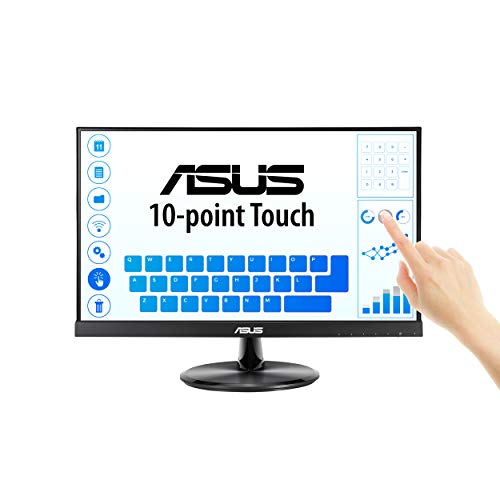Asus VT229H 21.5 英寸显示器 1080P IPS 10 点触摸护眼护眼带 HDMI VGA，黑色