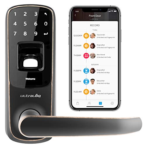 U-tec Group Inc. Ultraloq UL3 BT蓝牙指纹和触摸屏智能锁（古铜色）| 五合一无钥匙进入| 安全的手指ID | 反偷窥代码| 适用于iOS和Android | 匹配家庭美学