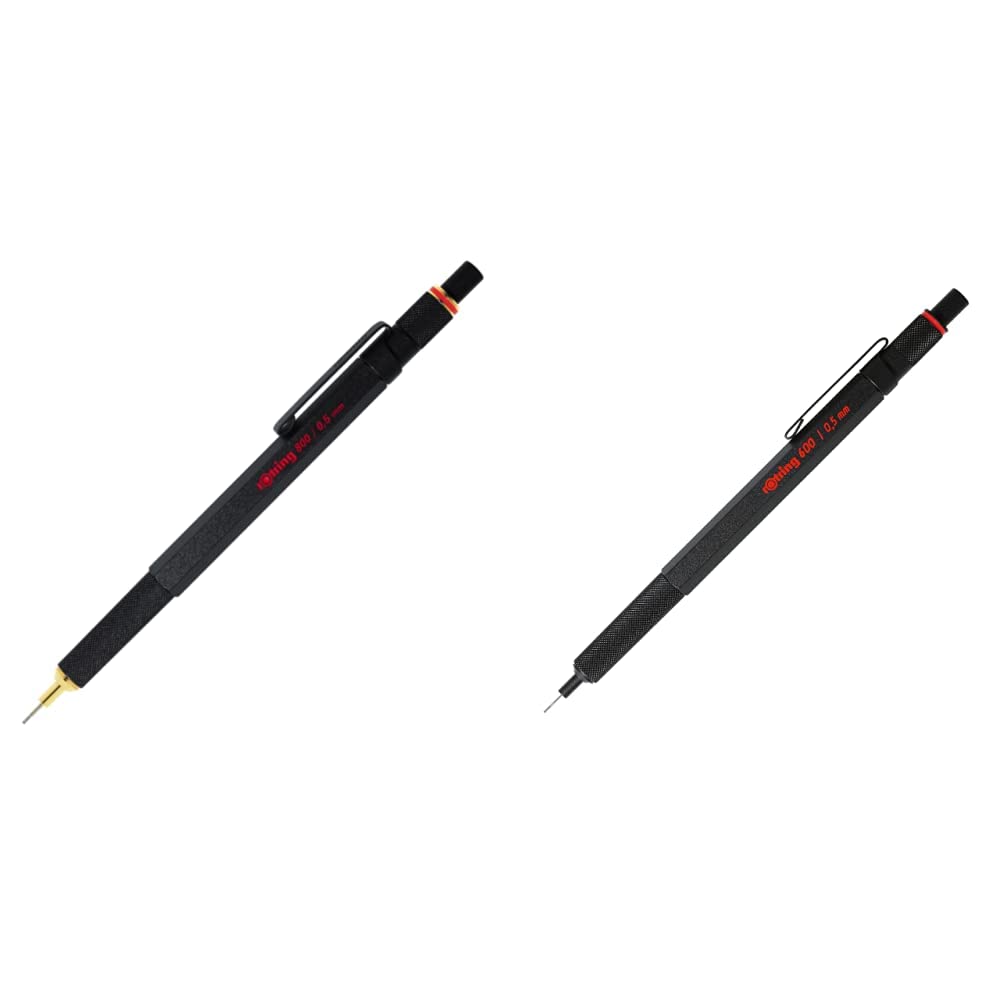 Rotring 800 可伸缩自动铅笔，0.5 毫米，黑色笔杆...