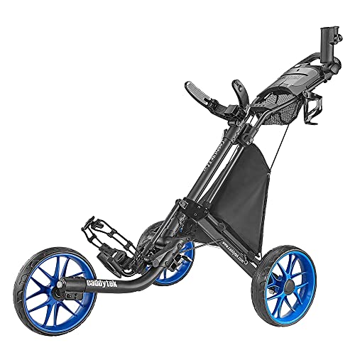 CaddyTek 轮高尔夫手推车 - 可折叠轻型手推车带脚刹 - 易于打开和关闭