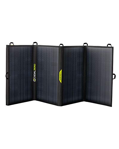  Goal Zero Nomad 50，可折叠单晶50瓦太阳能电池板，带8毫米+ USB端口，用于雪人发电机和银行的便携式太阳能电池板充电器。轻巧的18-22V 50W太阳能电池板充电器...
