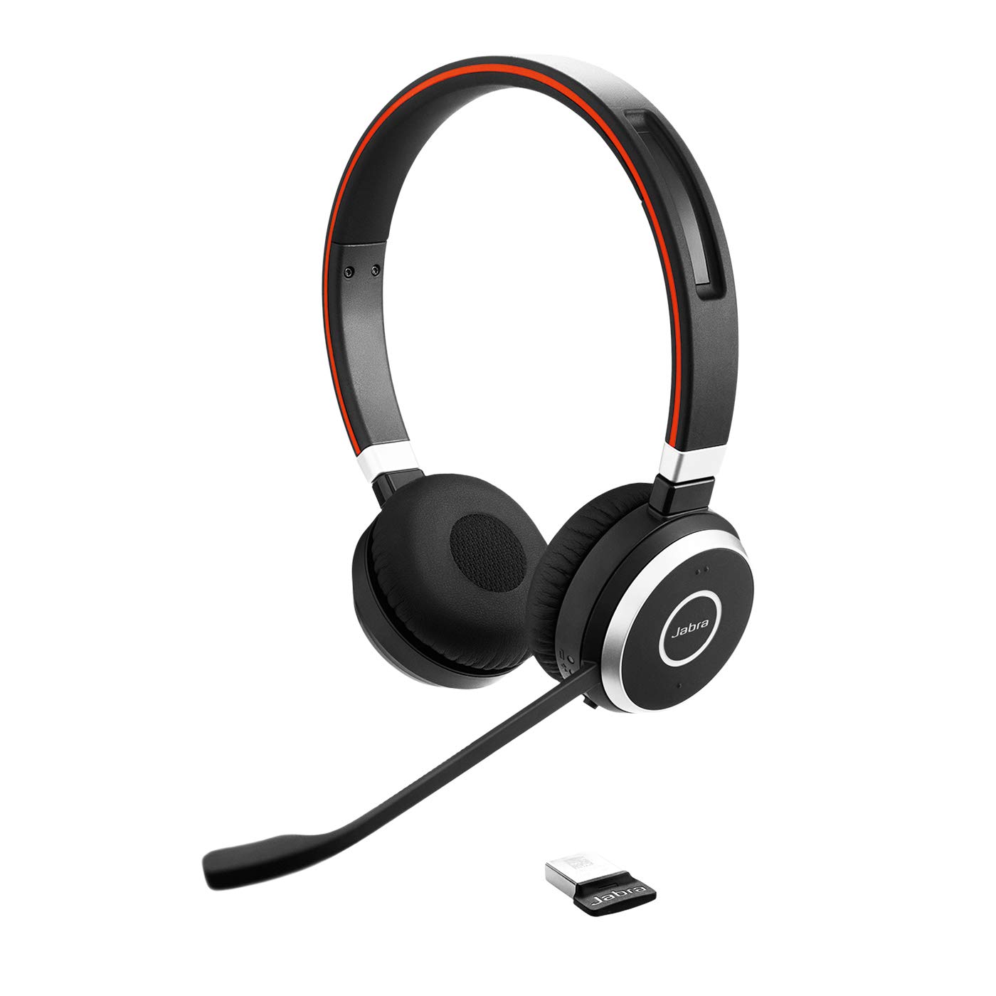 Jabra Evolve 65 MS 无线耳机，立体声 – 包括 Link 370 USB 适配器 – 蓝牙耳机，具有行业领先的无线性能、高级降噪麦克风、全天电池