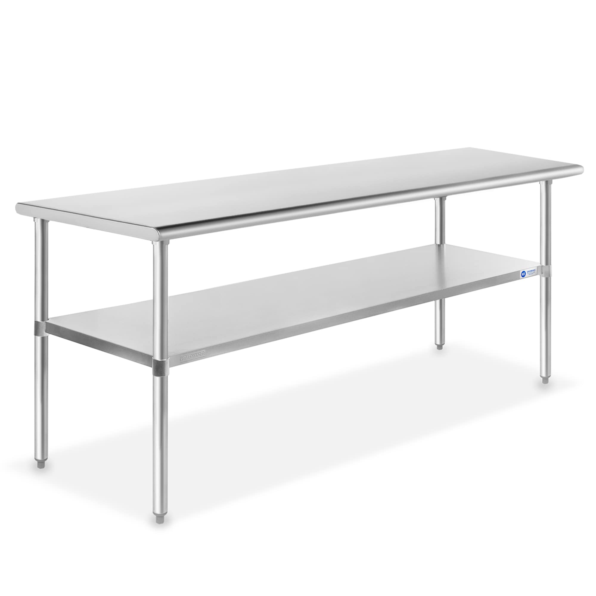 Gridmann 不锈钢工作台 72 x 30 英寸，NSF 商用厨房准备桌，带底架，适用于餐厅和家庭...