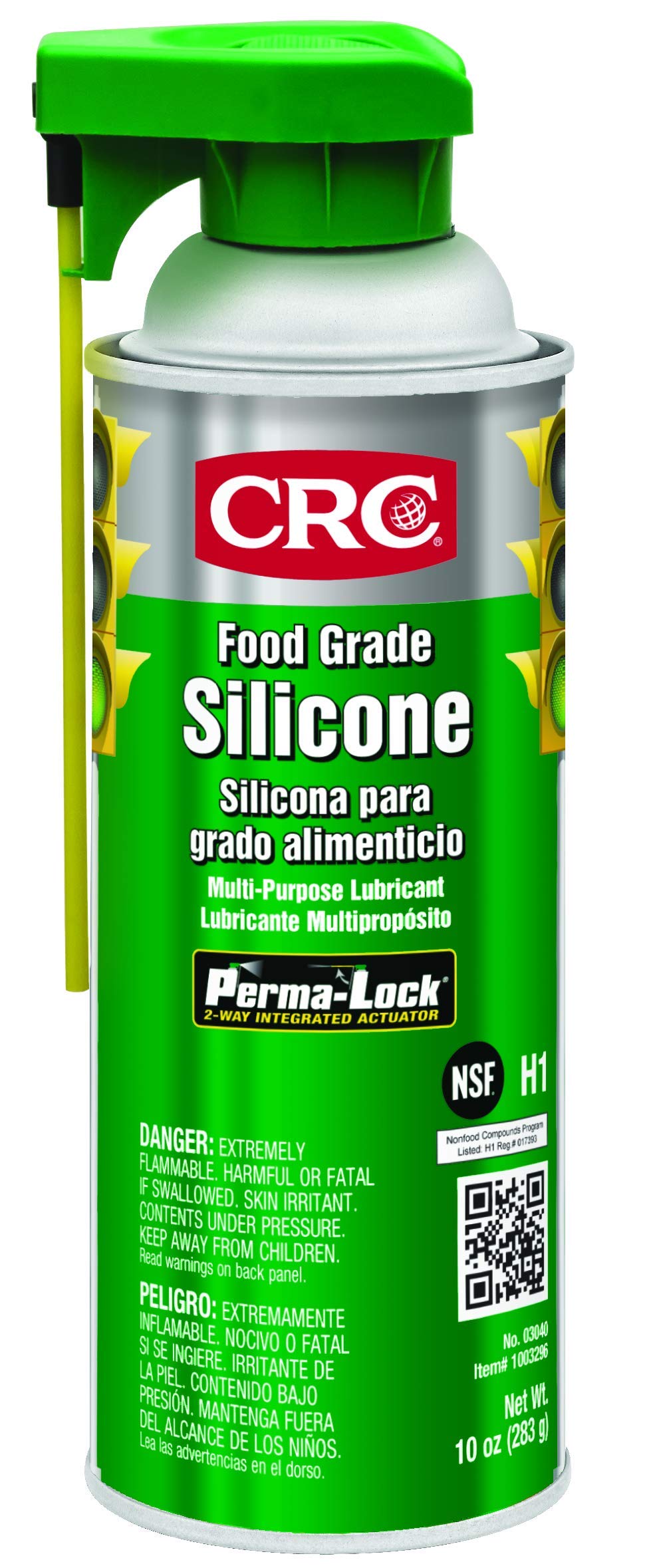 CRC 食品级硅胶，10 重量盎司，适用于高温应用的多用途硅胶润滑剂，NSF H1 注册气溶胶喷雾