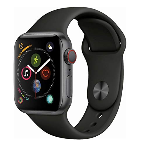 Apple 手表系列 4（GPS + 蜂窝网络，40 毫米）- 深空灰色铝制表壳搭配黑色运动表带（更新）