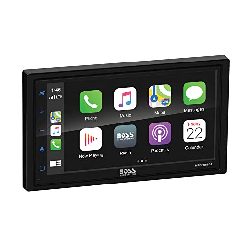 BOSS Audio Systems 系统船用级防风雨 MRCP9685A Apple CarPlay Android 汽车多媒体播放器 - 双 Din、6.75 英寸 LCD 触摸屏、蓝牙、USB 端口、A/V 输入、AM/FM、无 CD-DVD