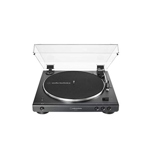 audio-technica AT-LP60XBT-BK 全自动蓝牙皮带传动立体声转盘，黑色，高保真，2速，防尘罩，防共振，压铸铝转盘