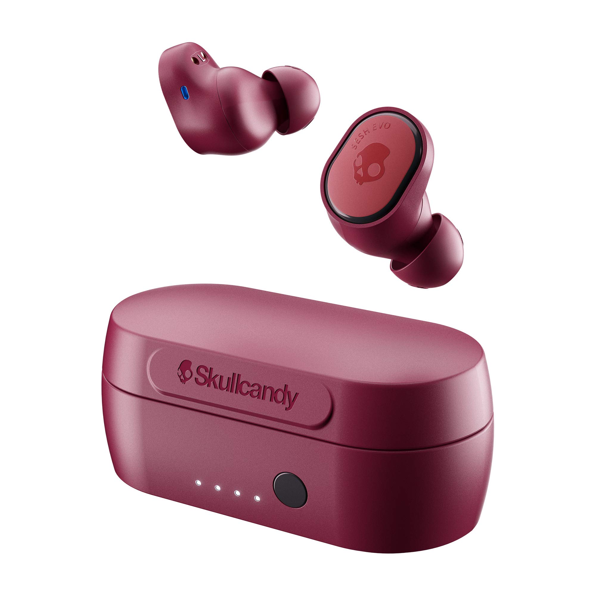 Skullcandy Sesh Evo 真无线入耳式蓝牙耳塞，兼容 iPhone 和 Android / 充电盒和麦克风 / 非常适合健身房、运动和游戏 IP55 防水防尘 - 红色