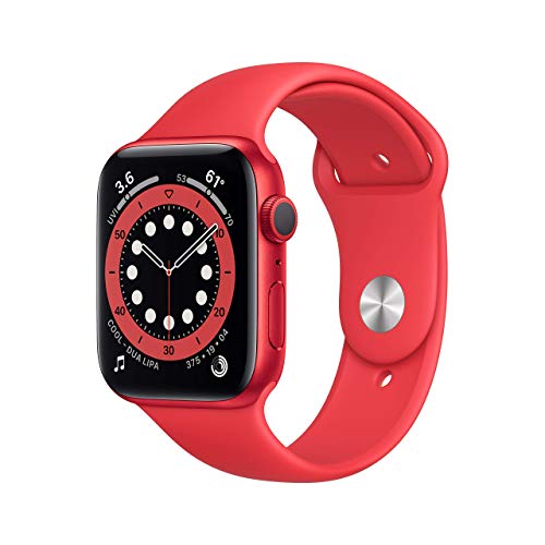 Apple 手表系列 6（GPS，44 毫米）- 红色铝制表壳搭配红色运动表带（更新）