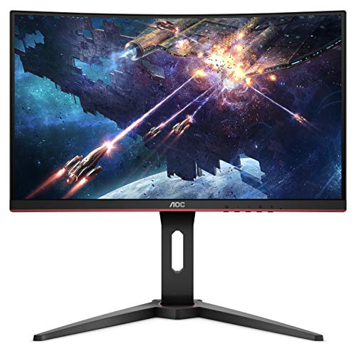 AOC C24G1 24 英寸曲面无框游戏显示器，FHD 1080p，1500R VA 面板，1ms 144Hz，FreeSync，高度可调，VESA，3 年零坏点黑色