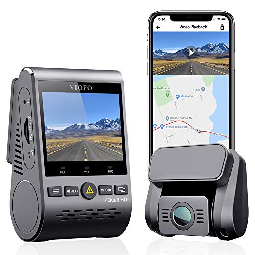 VIOFO 双行车记录仪 2K 1440P 60fps +1080P 30fps 前后行车记录仪，带 Wi-Fi GPS、停车模式、紧急录像、超级电容、运动检测 (A129 Plus Duo)