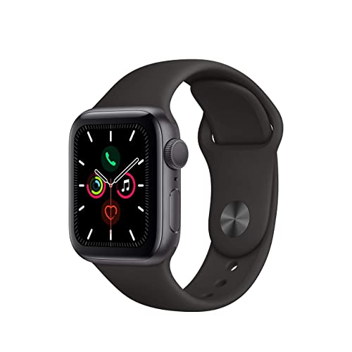 Apple 手表系列 5（GPS，40 毫米）- 深空灰色铝制表壳搭配黑色运动表带（更新）