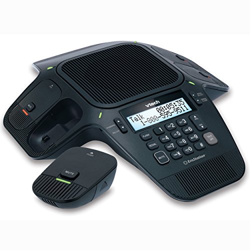 Vtech VCS704 ErisStation DECT 6.0 会议电话，配备四个采用 Orbitlink 无线技术的无线麦克风