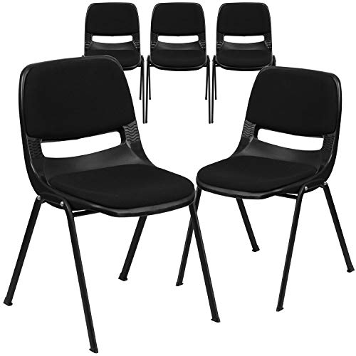 Flash Furniture 5件装黑色软垫人体工学椅，带右手翻转平板电脑扶手...