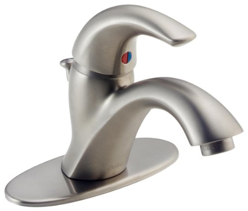 Delta Faucet 经典中心套装浴室水龙头拉丝镍，浴室水槽水龙头，排水组件，不锈钢 583LF-SSWF