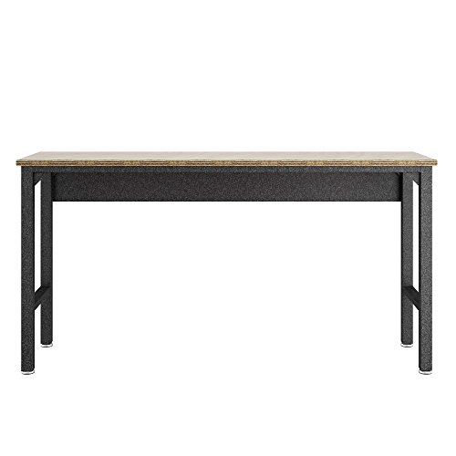 Manhattan Comfort Fortress系列现代设计的耐用型工作台车库桌，非常适合家庭装修项目，不锈钢/木材