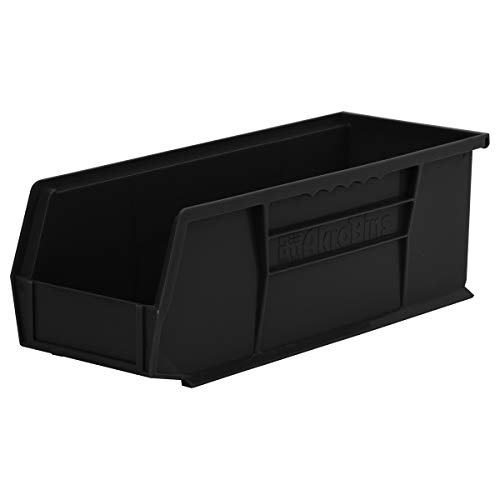 Akro-Mils 30234 AkroBins 塑料储物箱悬挂堆叠容器，（15 英寸 x 5 英寸 x 5 英寸），黑色，（12 件装）