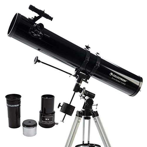 Celestron -PowerSeeker 114EQ望远镜-初学者手动德国赤道望远镜-紧凑便携-奖金天文软...