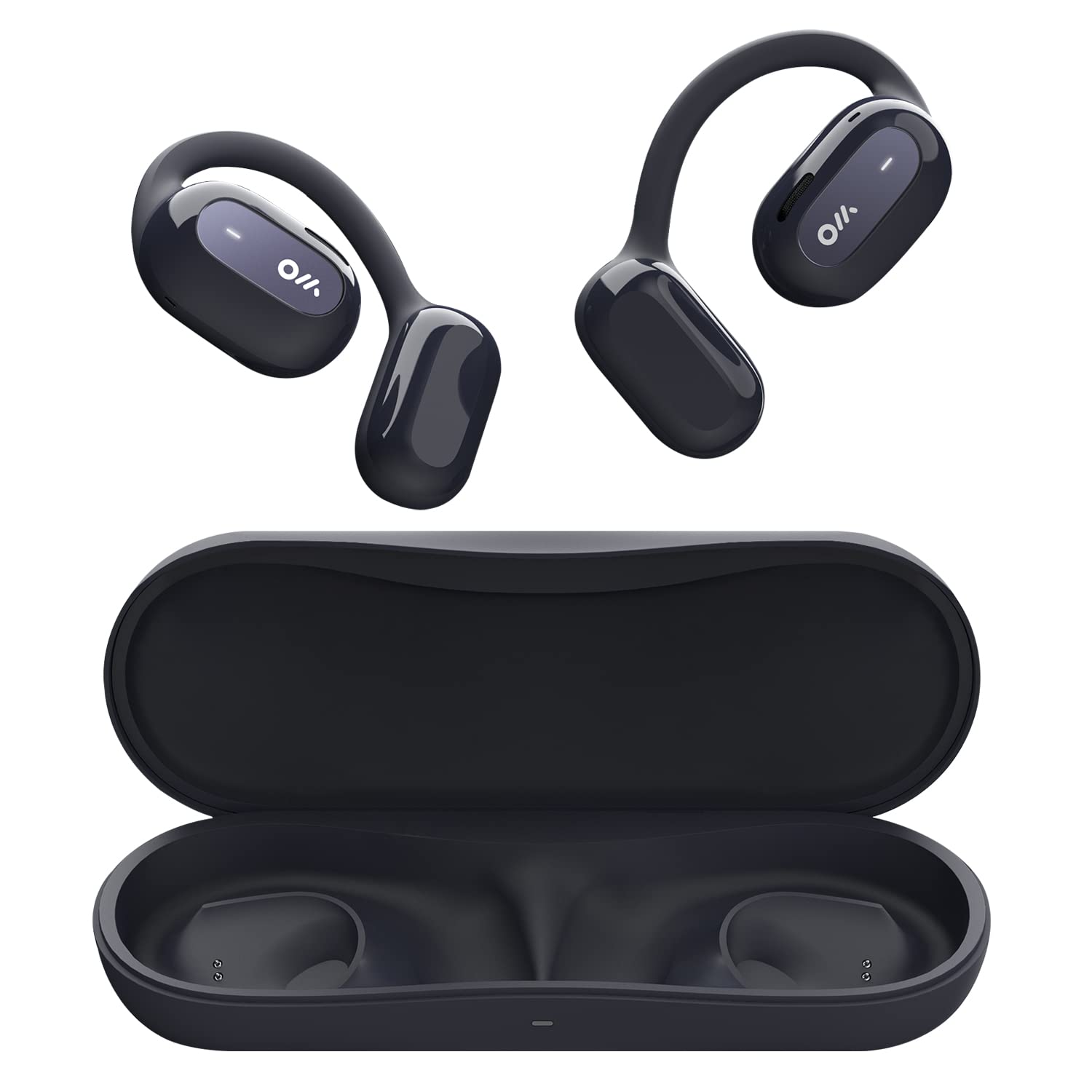 Oladance 开放式耳机蓝牙 5.2 无线耳塞，适用于 Android 和 iPhone，开放式耳塞，带双 16.5 毫米动态驱动器，播放时间长达 16 小时防水运动耳塞 - 星际蓝