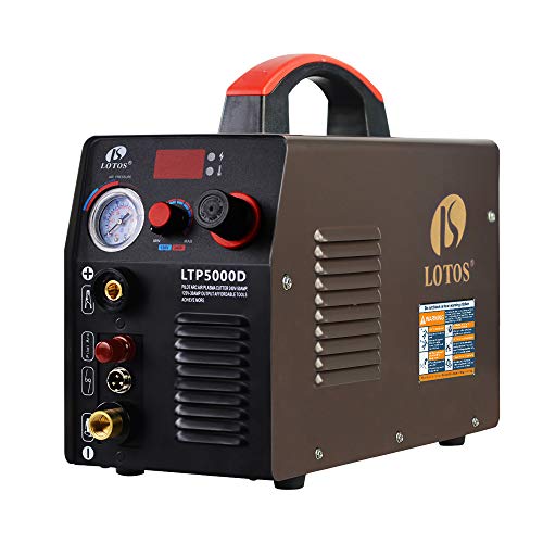 LOTOS LTP5000D 50Amp 非接触式引弧等离子切割机，双电压 110V/220V，1/2 英寸干净切割，棕色