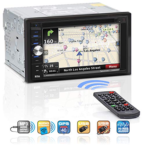 BOSS Audio Systems Systems BV9384NV GPS导航-双耳，蓝牙音频和呼叫，6.2英寸LCD触摸屏，内置麦克风，MP3，CD，DVD，USB，SD，AM / FM无线电接收器
