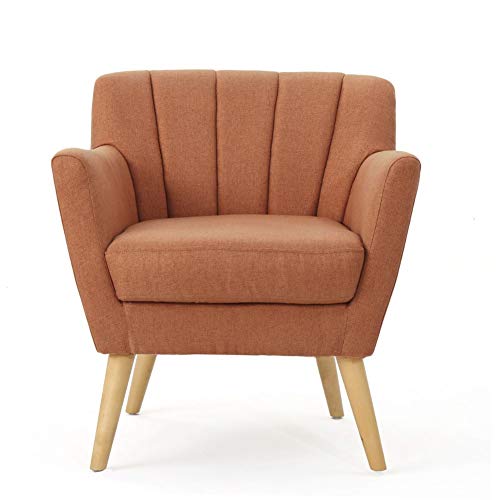 Christopher Knight Home Merel 中世纪现代织物俱乐部椅，橙色/自然色