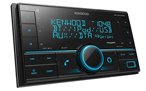 KENWOOD DPX304MBT 带蓝牙功能的双 DIN 仪表板数字媒体接收器（不播放 CD）|无机械汽车立体声接收器|亚马逊 Alexa Ready - 黑色