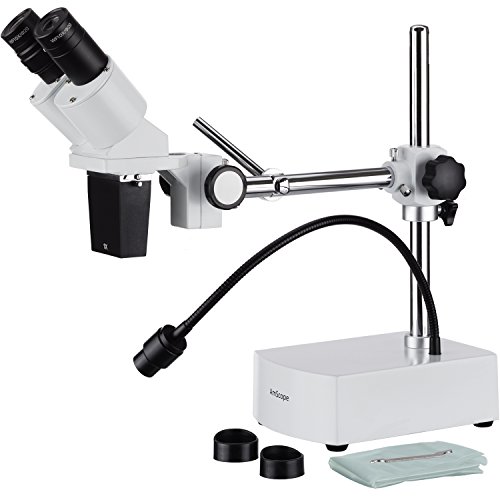 AmScope SE400-Z 专业双目体视显微镜，WF10x 和 WF20x 目镜，10X 和 20X 放大倍率，1X 物镜，LED 照明，吊臂支架，110V-120V