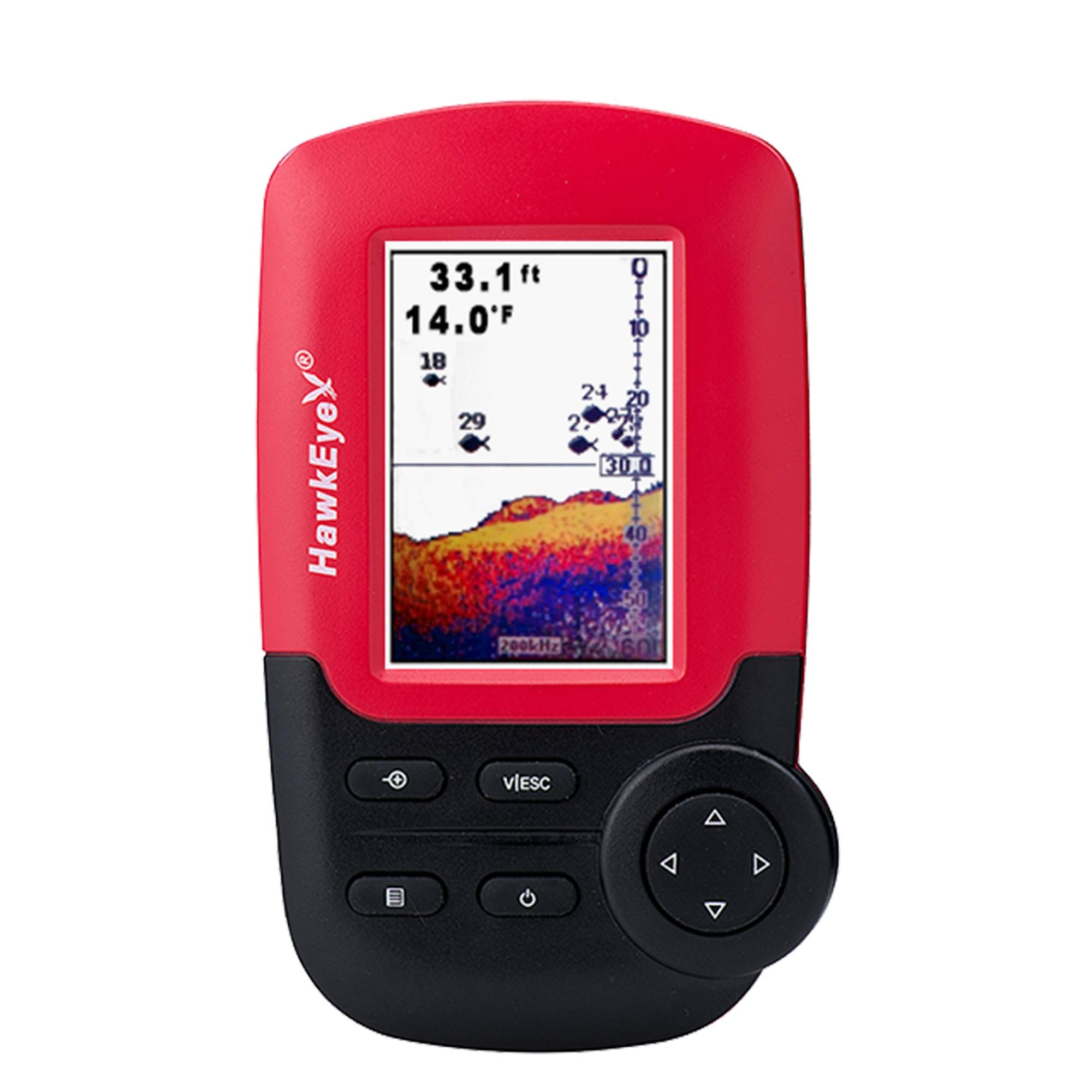 Hawkeye Fishtrax 1C 鱼探仪，带高清彩色 Virtuview 显示屏，黑色/红色，2 英寸高...