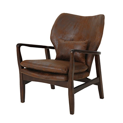 Christopher Knight Home Haddie 中世纪现代布艺俱乐部椅，棕色和深咖啡色