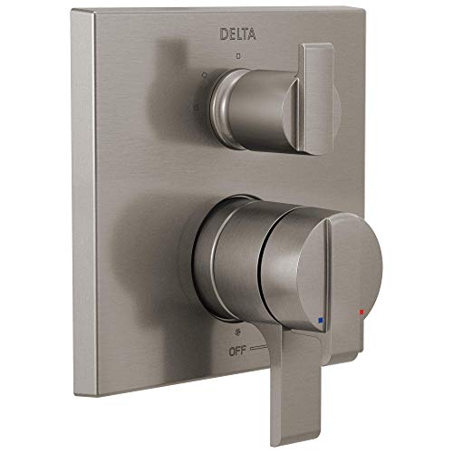 Delta Faucet Ara 17 系列双功能淋浴手柄阀门装饰套件，带 3 设置集成分流器，不锈钢 T27...